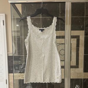 Tommy Hilfiger Light Gray Lace-Trim Ribbed Camisole